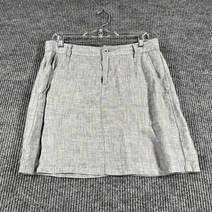 Horny Toad Skirt Womens 6 Gray Lithe Venti 100% Linen Casual Pockets Summer